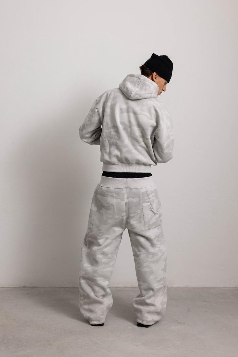 PEARL GREY CAMO ZIP HOODIE