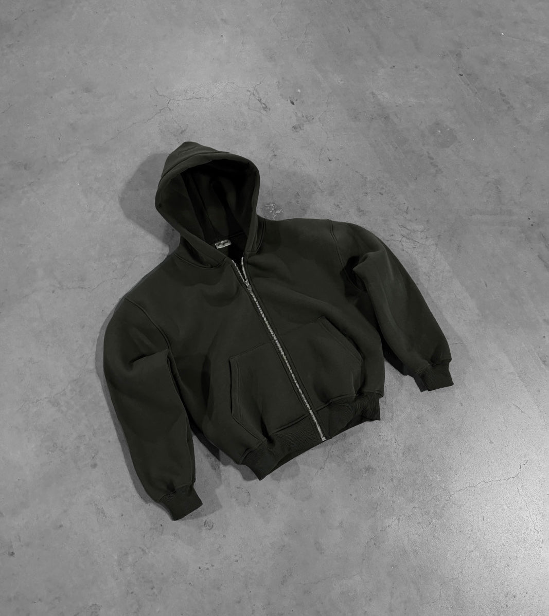 MILITARY GREEN ZIP HOODIE