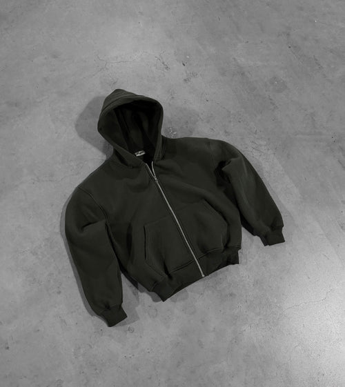 MILITARY GREEN ZIP HOODIE