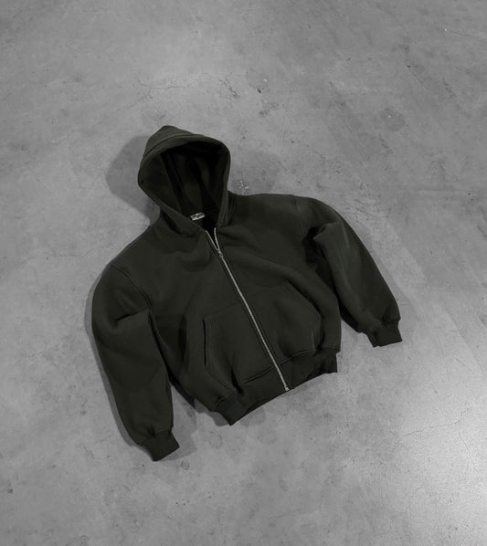 MILITARY GREEN ZIP HOODIE