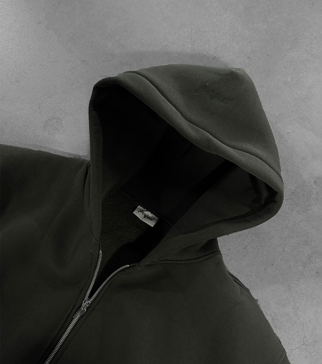 MILITARY GREEN ZIP HOODIE