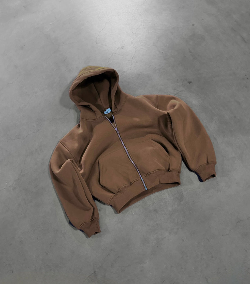 TOBACCO BROWN ZIP HOODIE